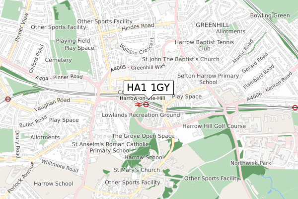 HA1 1GY map - small scale - OS Open Zoomstack (Ordnance Survey)