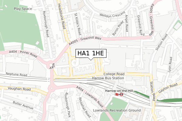 HA1 1HE map - large scale - OS Open Zoomstack (Ordnance Survey)