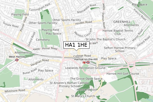 HA1 1HE map - small scale - OS Open Zoomstack (Ordnance Survey)