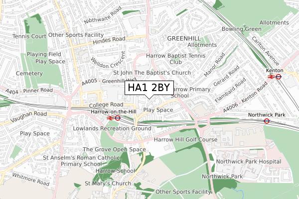 HA1 2BY map - small scale - OS Open Zoomstack (Ordnance Survey)