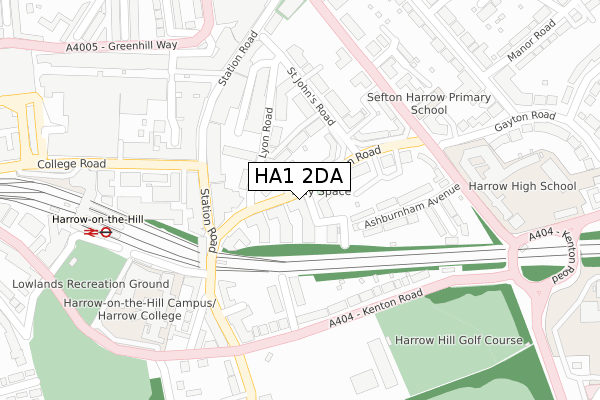 HA1 2DA map - large scale - OS Open Zoomstack (Ordnance Survey)