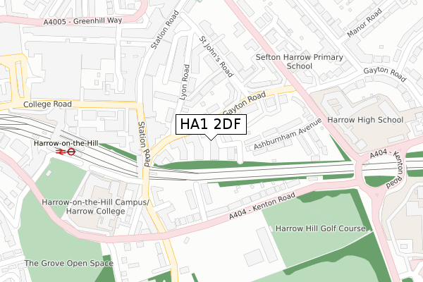 HA1 2DF map - large scale - OS Open Zoomstack (Ordnance Survey)