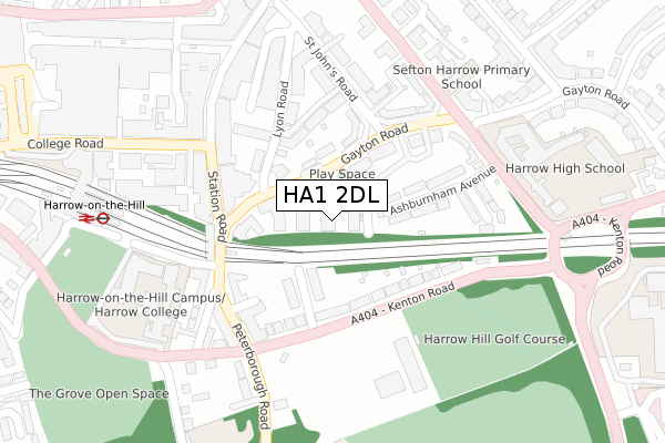HA1 2DL map - large scale - OS Open Zoomstack (Ordnance Survey)