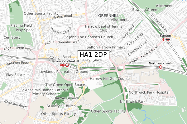 HA1 2DP map - small scale - OS Open Zoomstack (Ordnance Survey)
