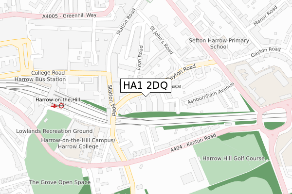 HA1 2DQ map - large scale - OS Open Zoomstack (Ordnance Survey)
