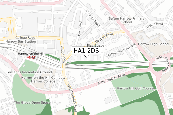 HA1 2DS map - large scale - OS Open Zoomstack (Ordnance Survey)