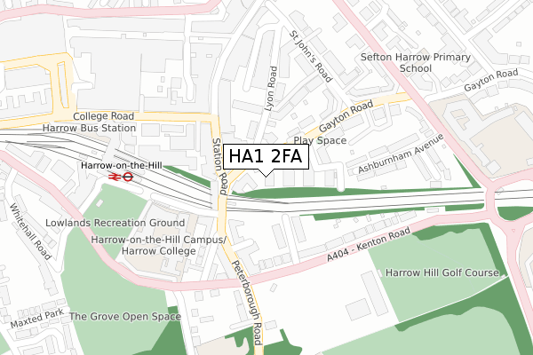HA1 2FA map - large scale - OS Open Zoomstack (Ordnance Survey)