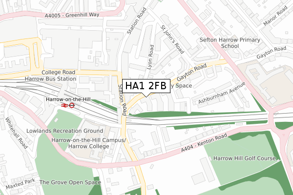HA1 2FB map - large scale - OS Open Zoomstack (Ordnance Survey)