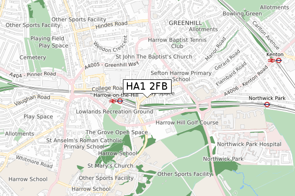 HA1 2FB map - small scale - OS Open Zoomstack (Ordnance Survey)