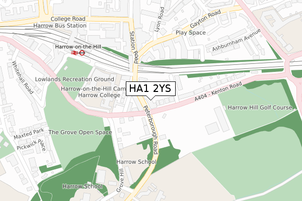 HA1 2YS map - large scale - OS Open Zoomstack (Ordnance Survey)