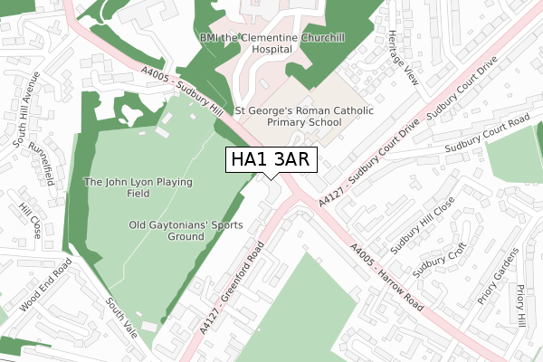 HA1 3AR map - large scale - OS Open Zoomstack (Ordnance Survey)