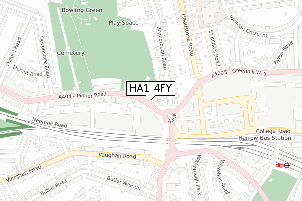 HA1 4FY map - large scale - OS Open Zoomstack (Ordnance Survey)