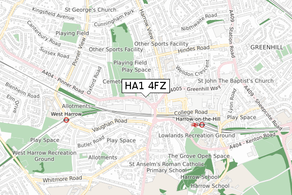 HA1 4FZ map - small scale - OS Open Zoomstack (Ordnance Survey)