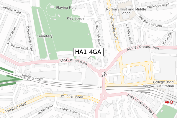 HA1 4GA map - large scale - OS Open Zoomstack (Ordnance Survey)