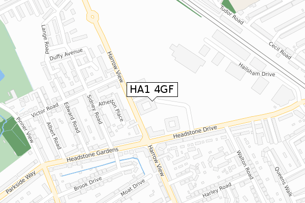 HA1 4GF map - large scale - OS Open Zoomstack (Ordnance Survey)