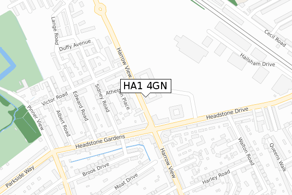 HA1 4GN map - large scale - OS Open Zoomstack (Ordnance Survey)