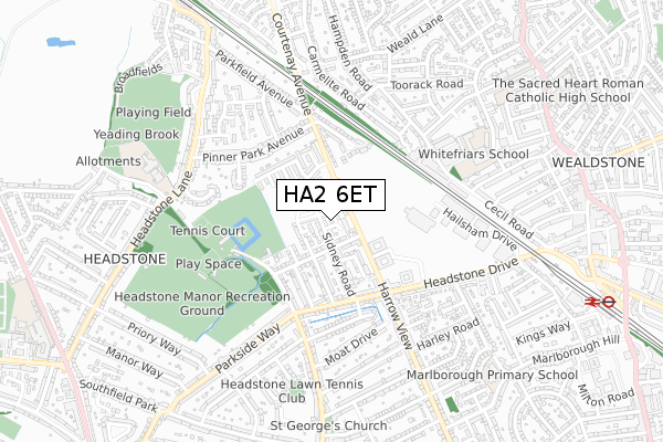 HA2 6ET map - small scale - OS Open Zoomstack (Ordnance Survey)