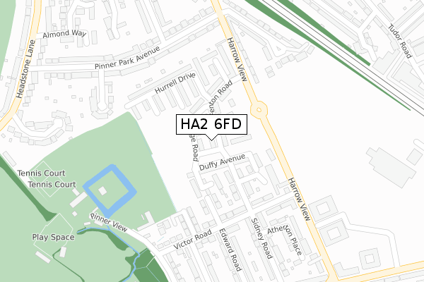 HA2 6FD map - large scale - OS Open Zoomstack (Ordnance Survey)