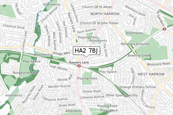 HA2 7BJ map - small scale - OS Open Zoomstack (Ordnance Survey) HA2 7BJ map - small scale - OS Open Zoomstack (Ordnance Survey)
