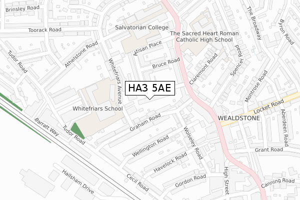 HA3 5AE map - large scale - OS Open Zoomstack (Ordnance Survey)