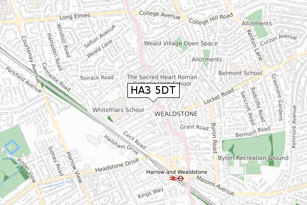 HA3 5DT map - small scale - OS Open Zoomstack (Ordnance Survey)