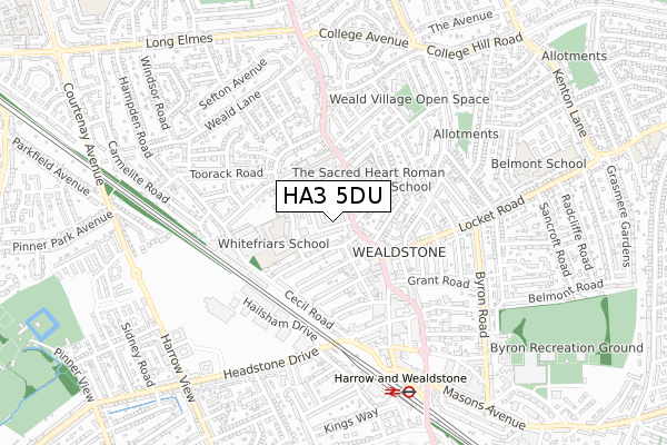 HA3 5DU map - small scale - OS Open Zoomstack (Ordnance Survey)
