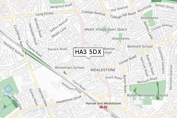 HA3 5DX map - small scale - OS Open Zoomstack (Ordnance Survey)