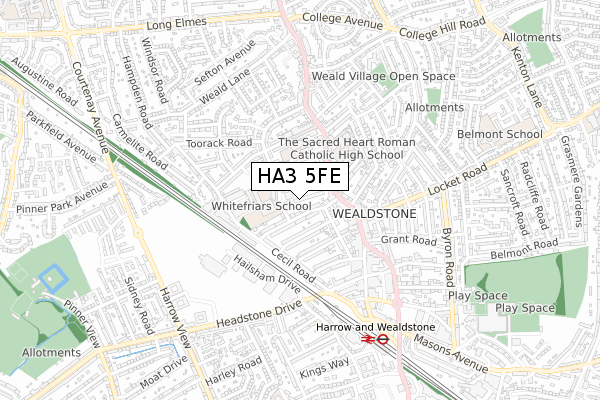 HA3 5FE map - small scale - OS Open Zoomstack (Ordnance Survey)