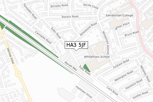 HA3 5JF map - large scale - OS Open Zoomstack (Ordnance Survey)