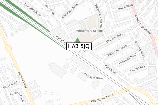 HA3 5JQ map - large scale - OS Open Zoomstack (Ordnance Survey)