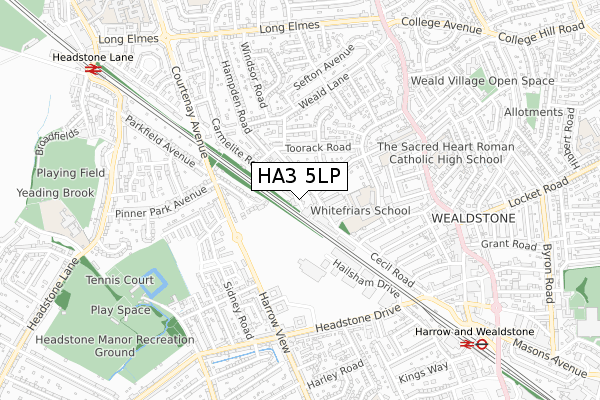 HA3 5LP map - small scale - OS Open Zoomstack (Ordnance Survey)