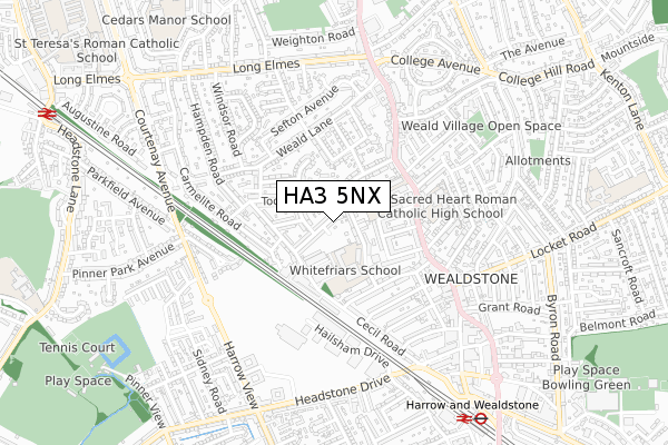 HA3 5NX map - small scale - OS Open Zoomstack (Ordnance Survey)