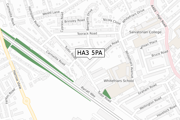 HA3 5PA map - large scale - OS Open Zoomstack (Ordnance Survey)