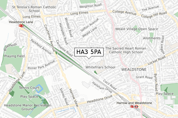 HA3 5PA map - small scale - OS Open Zoomstack (Ordnance Survey)