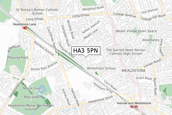 HA3 5PN map - small scale - OS Open Zoomstack (Ordnance Survey)
