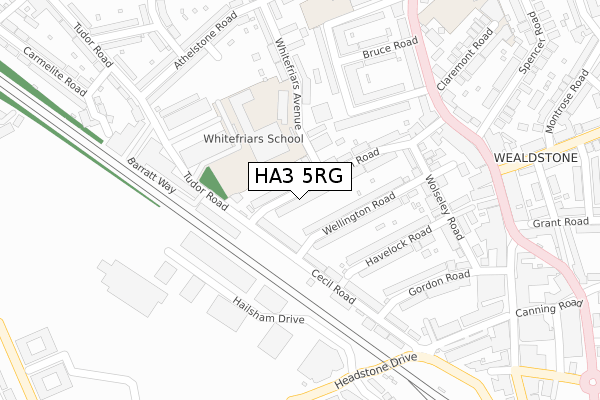 HA3 5RG map - large scale - OS Open Zoomstack (Ordnance Survey)