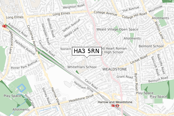 HA3 5RN map - small scale - OS Open Zoomstack (Ordnance Survey)