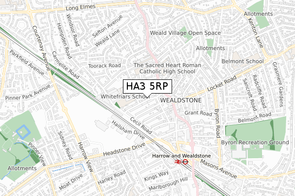 HA3 5RP map - small scale - OS Open Zoomstack (Ordnance Survey)