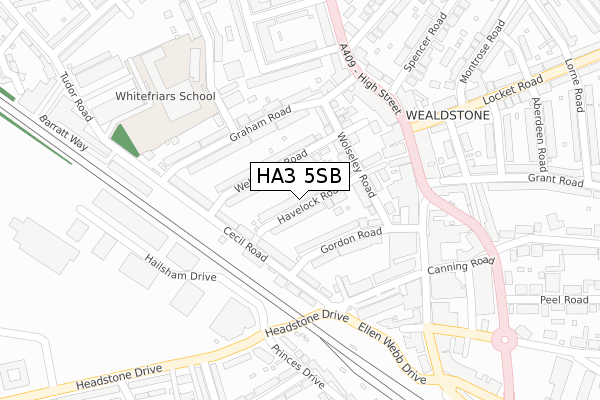 HA3 5SB map - large scale - OS Open Zoomstack (Ordnance Survey)