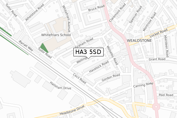 HA3 5SD map - large scale - OS Open Zoomstack (Ordnance Survey)
