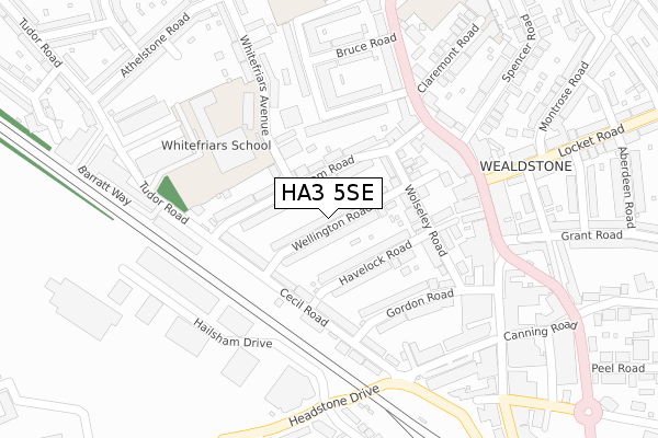 HA3 5SE map - large scale - OS Open Zoomstack (Ordnance Survey)