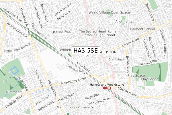 HA3 5SE map - small scale - OS Open Zoomstack (Ordnance Survey)