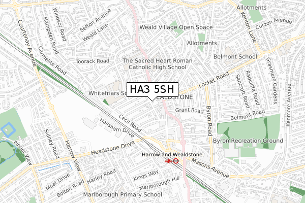 HA3 5SH map - small scale - OS Open Zoomstack (Ordnance Survey)