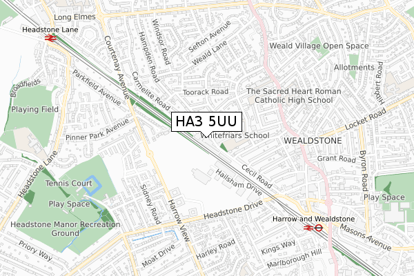 HA3 5UU map - small scale - OS Open Zoomstack (Ordnance Survey)