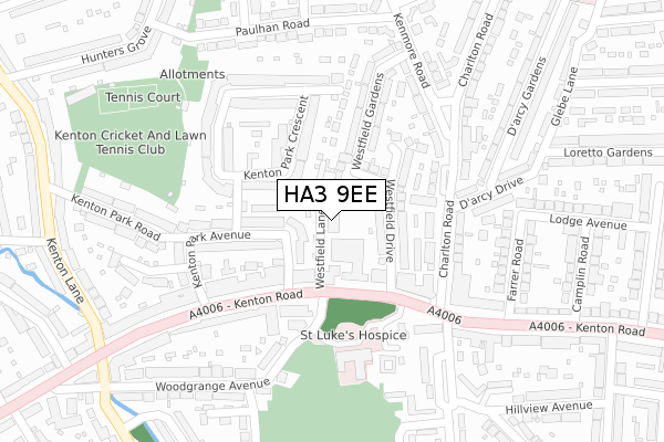 HA3 9EE map - large scale - OS Open Zoomstack (Ordnance Survey)