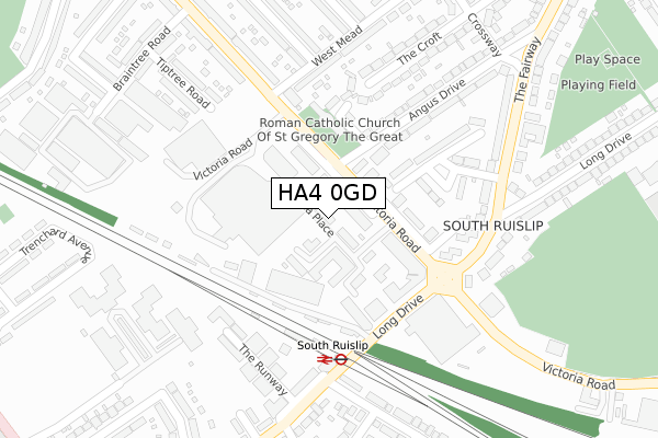 HA4 0GD map - large scale - OS Open Zoomstack (Ordnance Survey)