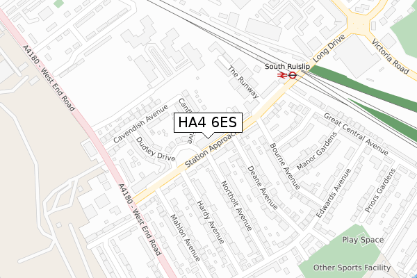 HA4 6ES map - large scale - OS Open Zoomstack (Ordnance Survey)