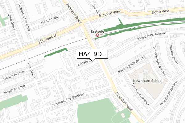 HA4 9DL map - large scale - OS Open Zoomstack (Ordnance Survey)