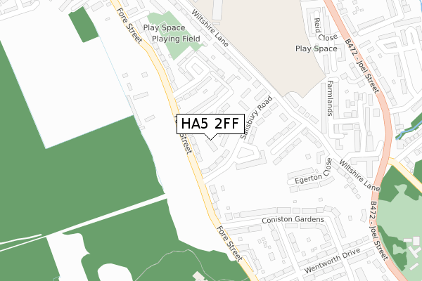 HA5 2FF map - large scale - OS Open Zoomstack (Ordnance Survey)