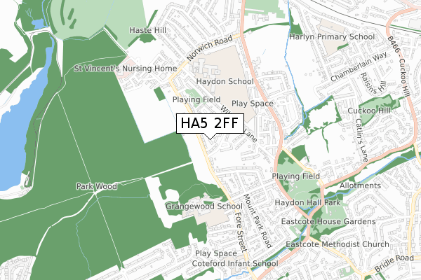 HA5 2FF map - small scale - OS Open Zoomstack (Ordnance Survey)
